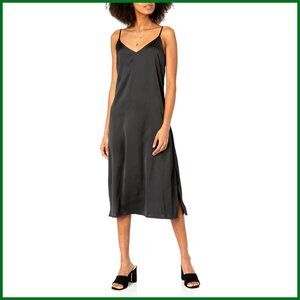 Silky Slip Dress Adjustable Straps Midi Length Lightweight Body Skimming Fit